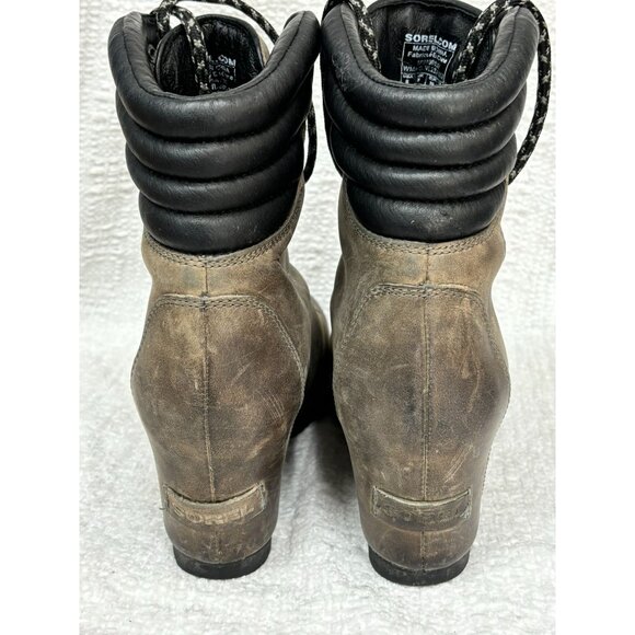 Sorel Women's Brown Leather Booties Size 8 #100884 - Picture 3 of 7